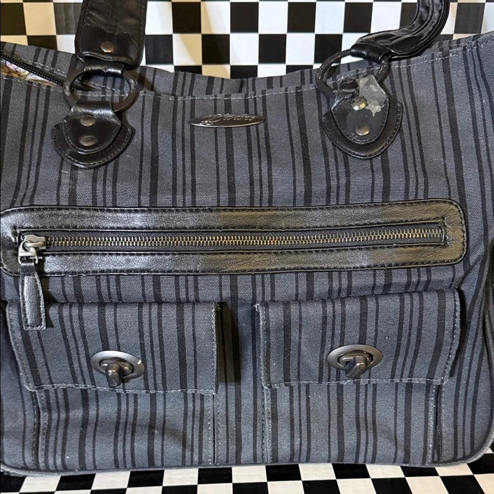 Vintage Black and Gray Laptop Bag , Padded divided compartment
